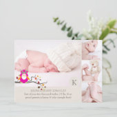 PixDezines uil fotosjabloon geboorte aankondiging (Staand voorkant)