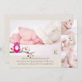 PixDezines uil fotosjabloon geboorte aankondiging (Voorkant / Achterkant)