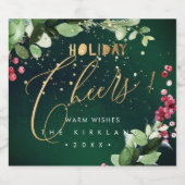 PixDezines Vakantiegejuich Winterkrans Smaragd Sparkling Wijnetiket (Enkel label)