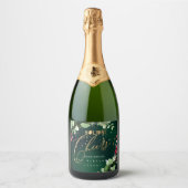 PixDezines Vakantiegejuich Winterkrans Smaragd Sparkling Wijnetiket (Voorkant)