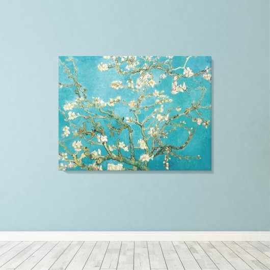 PixDezines van gogh amandelbloesems Canvas Afdruk (Insitu (Houten vloer))