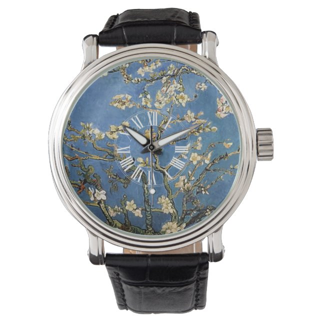 PixDezines Van Gogh amandelbloesems Horloge (Voorkant)