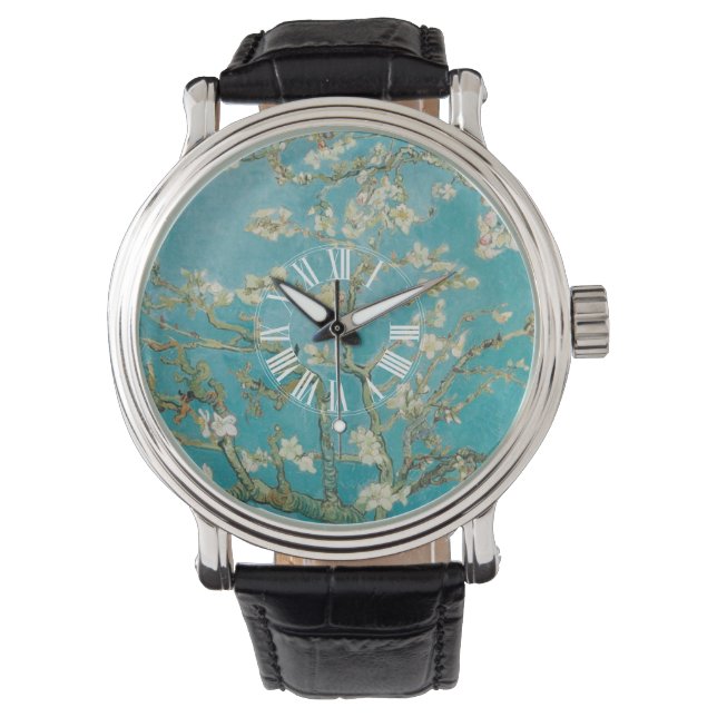 PixDezines Van Gogh amandelbloesems Horloge (Voorkant)