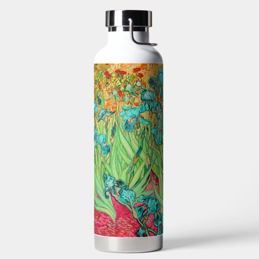 PixDezines Van Gogh Blauwgroen Irises, St. Remy Waterfles (Links)