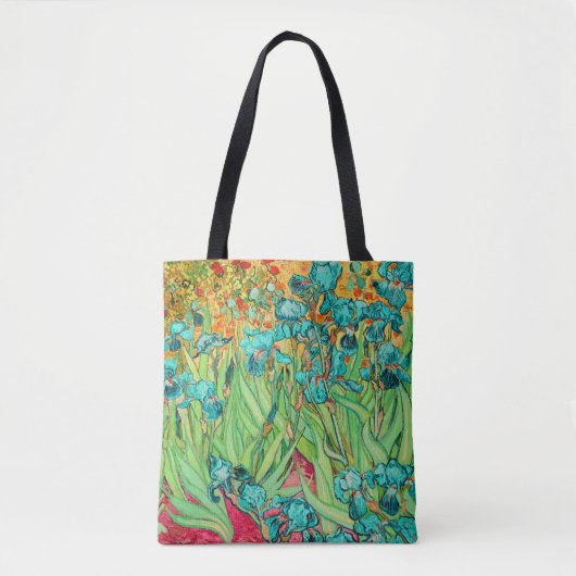 PixDezines Van Gogh Blauwgroen irissen/St. Remy Tote Bag (Voorkant)