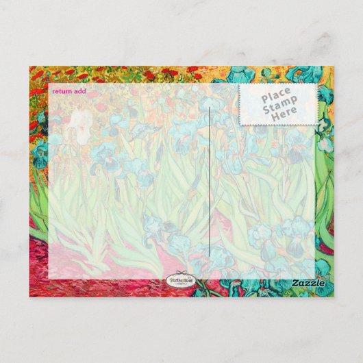 PixDezines van Gogh iris/st. rebelen Briefkaart (Achterkant)