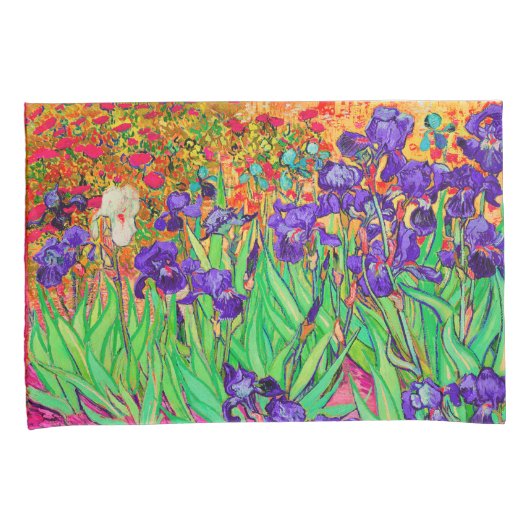 PixDezines Van Gogh Irises/Paars/St. Remy Kussensloop (Voorkant-Rechts)
