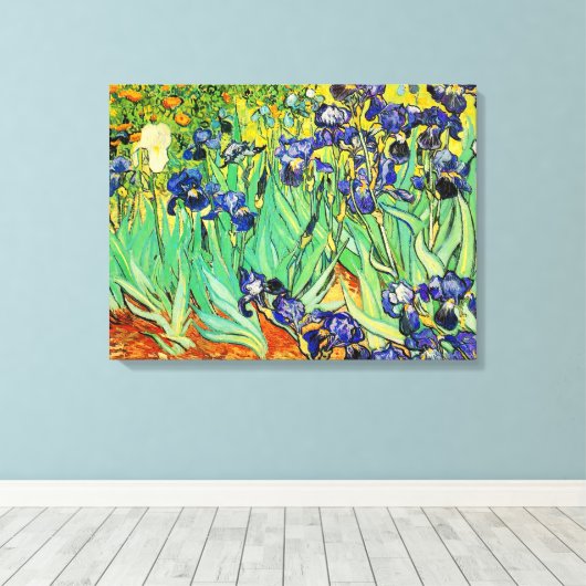 PixDezines van gogh irises/st. remy Canvas Afdruk (Insitu (Houten vloer))