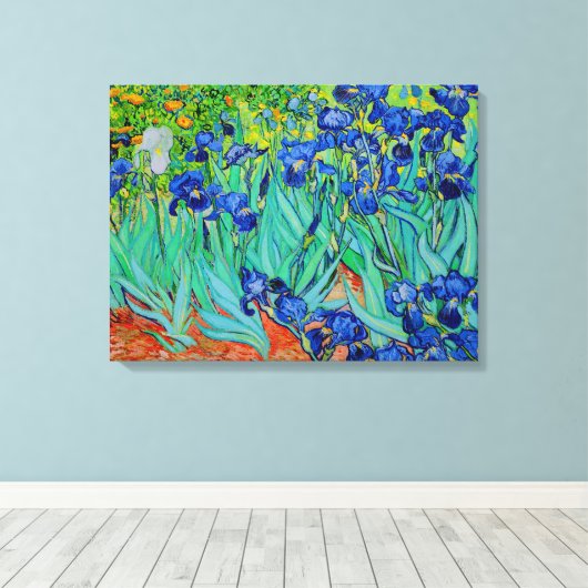 PixDezines van gogh irises/st. remy Canvas Afdruk (Insitu (Houten vloer))