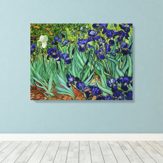 PixDezines van gogh irises/st. remy Canvas Afdruk (Insitu (Houten vloer))