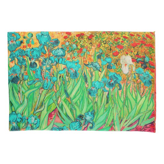PixDezines Van Gogh Irissen/Blauwgroen/St. Remy Kussensloop (Voorkant-Links)