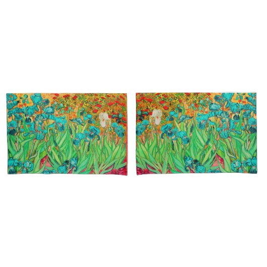 PixDezines Van Gogh Irissen/Teal/St. Remy Kussensloop (Voorkant-Set)