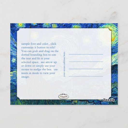 PixDezines van gogh sterrennacht Briefkaart (Achterkant)