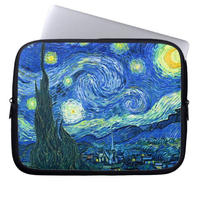 PixDezines Van Gogh Sterrennacht/St. Remy Laptop Sleeve (Voorkant)
