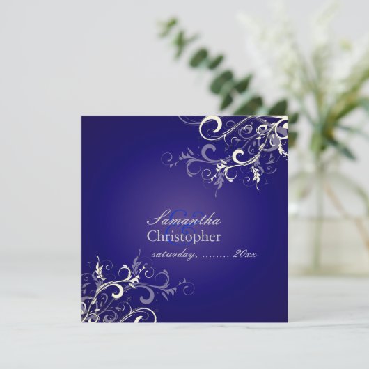 PixDezines Vanilla Swirls/Royal Blue Background Kaart (Staand voorkant)