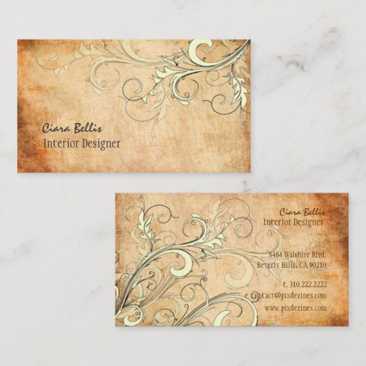 PixDEzines  Vanilla Swirls Visitekaartje (Voorkant / Achterkant)