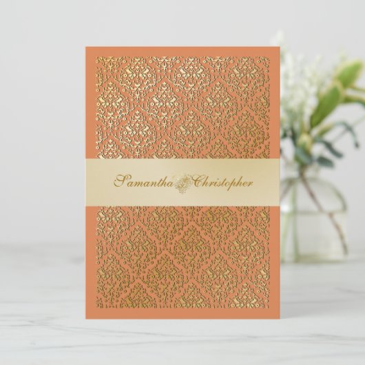 PixDezines vavin damask/champagne/diy background Kaart (Staand voorkant)