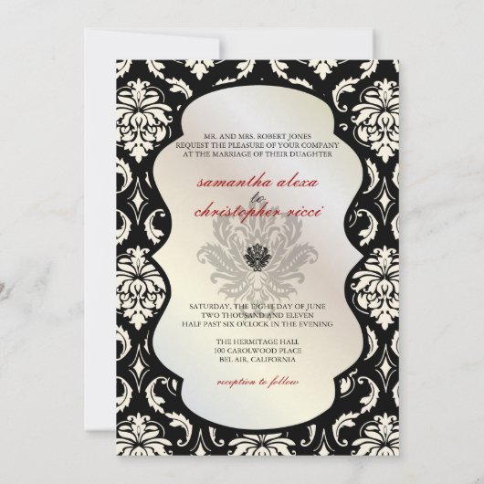 PixDezines Vendome Damask / Black + White 5x7 Kaart (Achterkant)