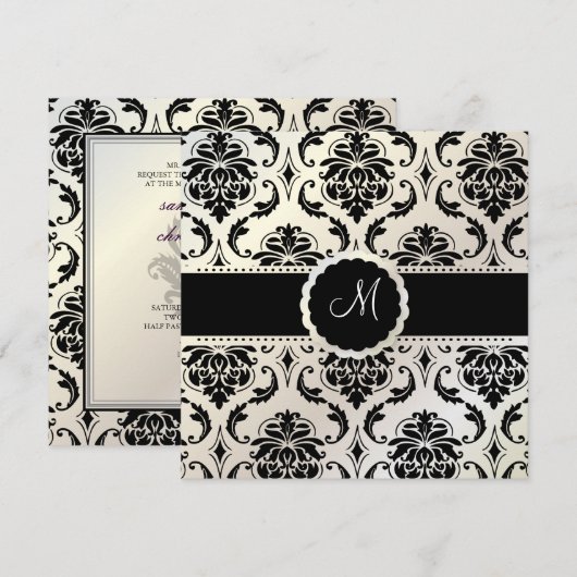 PixDezines Vendome Damask / Black + White Kaart (Voorkant / Achterkant)