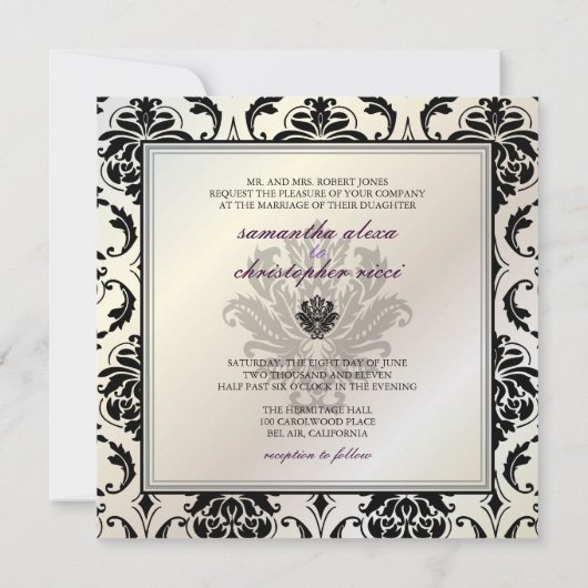 PixDezines Vendome Damask / Black + White Kaart (Achterkant)