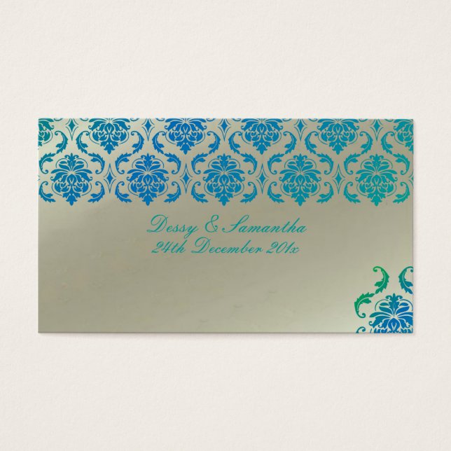 PixDezines Vendome Damask/bruiloft gunsten labels Visitekaartjes (Voorkant)