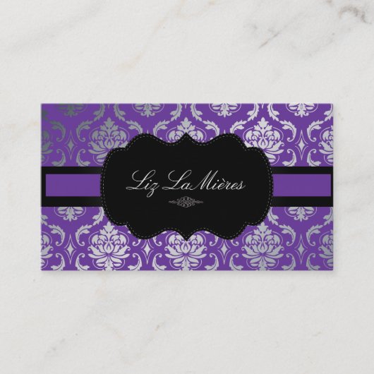PixDezines Vendome Damask/diy color, paars Visitekaartje (Voorkant)