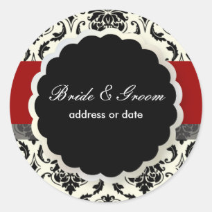 PixDezines Vendome Damask, diy rood Ronde Sticker