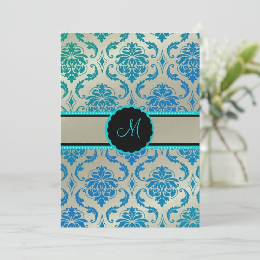 PixDezines Vendome Damask/Peacock Blue Kaart (Staand voorkant)