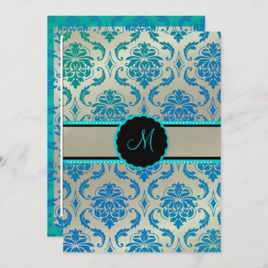 PixDezines Vendome Damask/Peacock Blue Kaart (Voorkant / Achterkant)