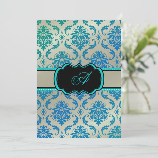 PixDezines Vendome Damask / Peacock Blue Kaart (Staand voorkant)