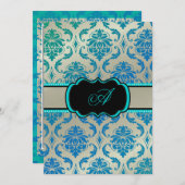 PixDezines Vendome Damask / Peacock Blue Kaart (Voorkant / Achterkant)