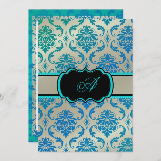 PixDezines Vendome Damask / Peacock Blue Kaart (Voorkant / Achterkant)