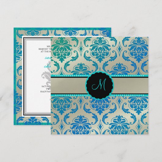 PixDezines Vendome Damask/Peacock Blue Kaart (Voorkant / Achterkant)