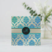 PixDezines Vendome Damask/Peacock Blue Kaart (Staand voorkant)