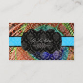 PixDezines Vendome Damask, Peacock Feather Visitekaartje (Achterkant)