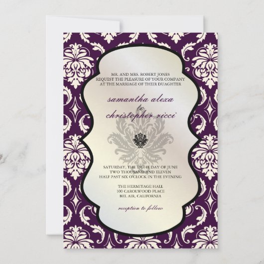 PixDezines Vendome Damask / Plum + Cream 5x7 Kaart (Achterkant)