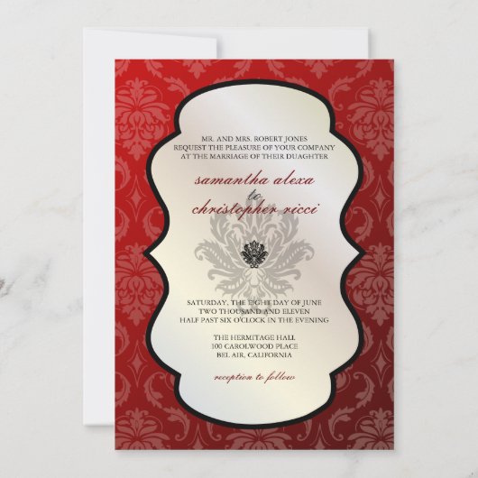 PixDezines Vendome Damask/Red, 5 x 7 Kaart (Achterkant)