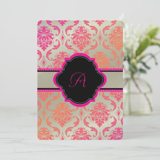 PixDezines Vendome Damask/sherbet Kaart (Staand voorkant)