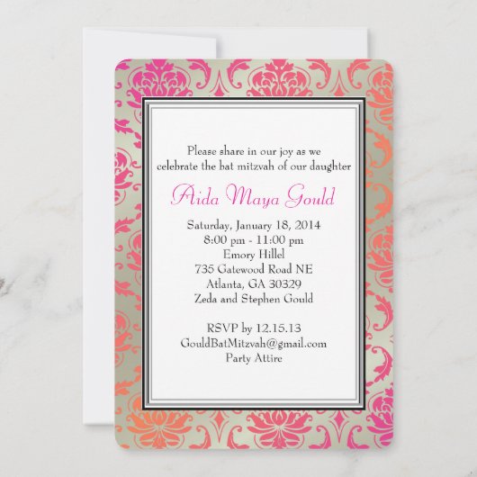 PixDezines Vendome Damask/sherbet Kaart (Achterkant)