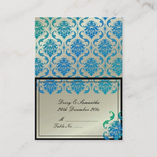 PixDezines Vendome Damask Tent Place Card (mollig) Plaatskaartje (Voorkant)
