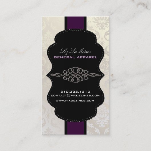 PixDezines Vendome Damask Visitekaartje (Voorkant)