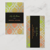 PixDezines vendome damast/citruskleur Visitekaartje (Voorkant / Achterkant)