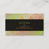 PixDezines vendome damast/citruskleur Visitekaartje (Achterkant)