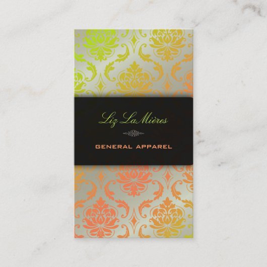 PixDezines vendome damast/citruskleur Visitekaartje (Voorkant)