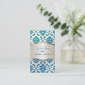 PixDezines vendome damast/pauw kleur Visitekaartje (Staand voorkant)