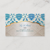 PixDezines vendome damast/pauw kleur Visitekaartje (Achterkant)