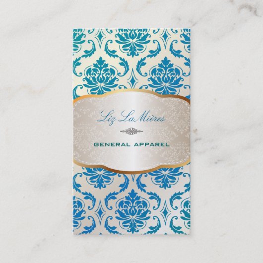 PixDezines vendome damast/pauw kleur Visitekaartje (Voorkant)