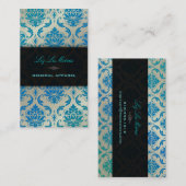 PixDezines vendome damast/pauw kleur Visitekaartje (Voorkant / Achterkant)