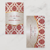 PixDezines vendome damast/rood Visitekaartje (Voorkant / Achterkant)