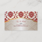 PixDezines vendome damast/rood Visitekaartje (Achterkant)